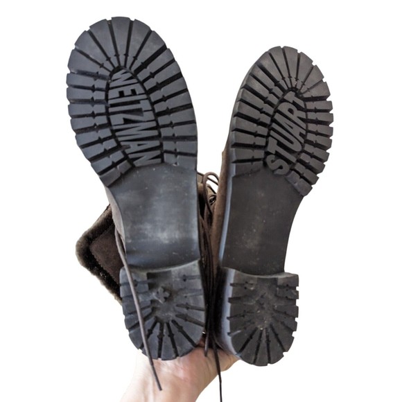 STUART WEITZMAN Boots Womens Size 10 Brown Luge Faux Fur Lace Up Suede Combat - Picture 8 of 9